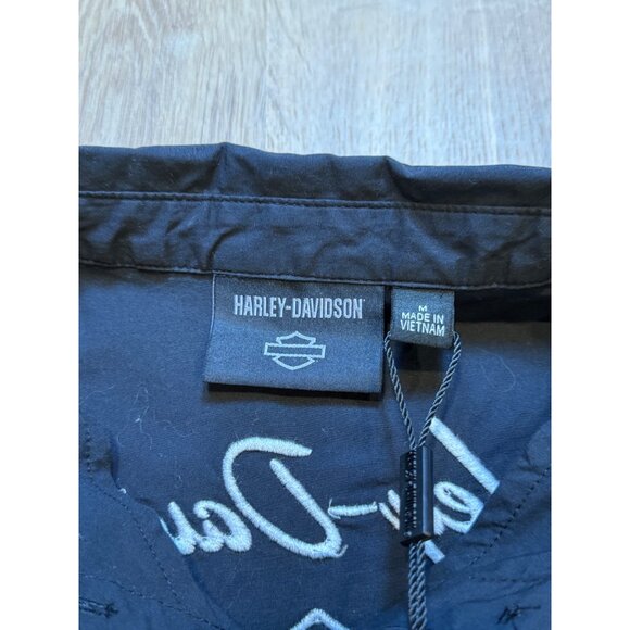 Harley-Davidson Womens Short Sleeve Button-Up Shirt Black W/ Orange Accents M - Picture 4 of 6